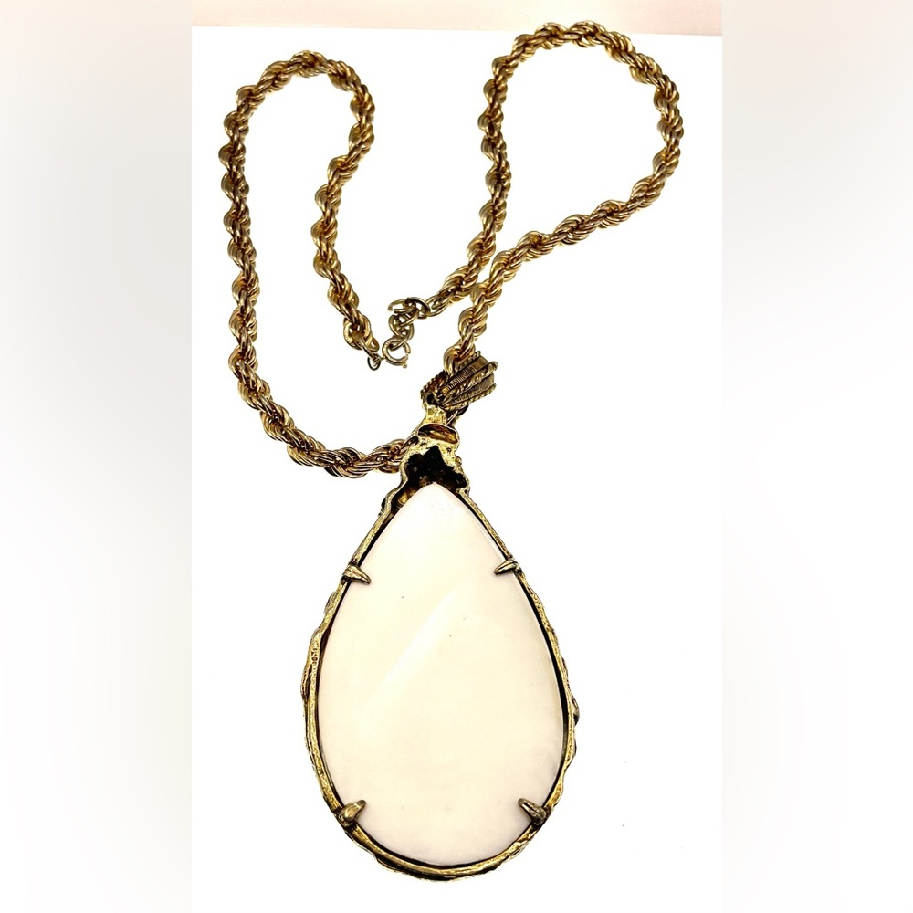 Vintage 1960s Love Witch Necklace Large Teardrop Pendant Statement Brutalist - Picture 5 of 10